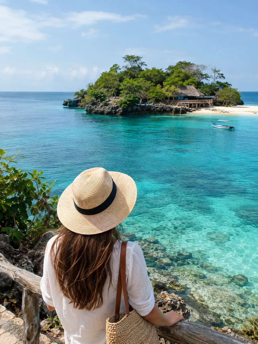 Blick auf Prison Island (Changuu Island)